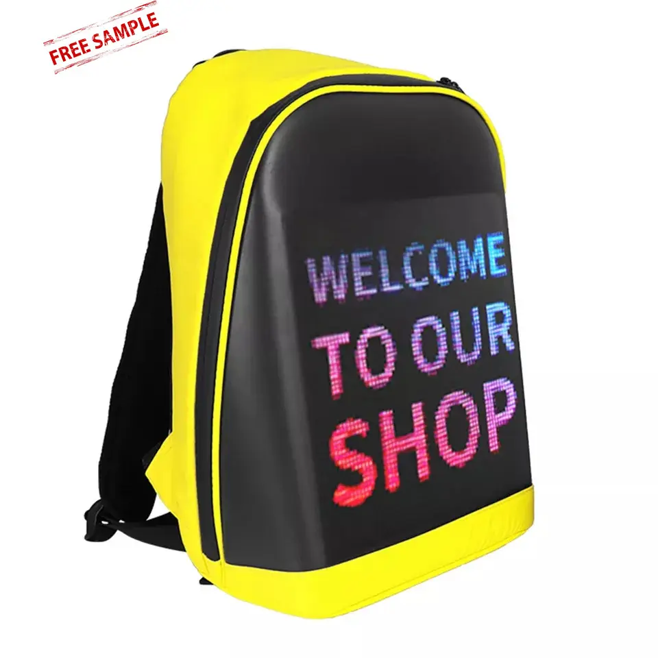Free sample LED Backpack Smart Bluetooth APP Control DIY Display Laptop Bags Waterproof LED Bag For Boy and girl