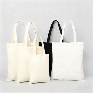 Reusable Women's DIY Shoulder Tote Bag White Blank Cotton Canvas with Letter Pattern Recyclable Design for Students - Product Image 2