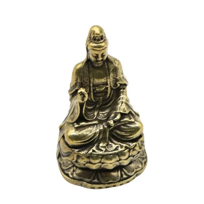 Statue de bouddha en laiton, Nanhai Guanyin Bodhisattva, petits ornements en laiton, style rétro