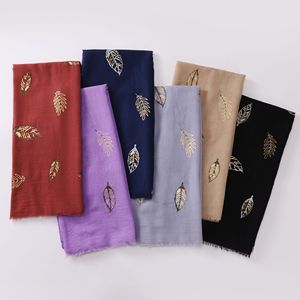 Pañuelo Hijab de Lujo de Algodón y Lino <span class=keywords><strong>TR</strong></span> con Estampado de Lámina Dorada, Pañuelo Musulmán para la Cabeza, Malasia, África, Dubái - Product Image 2