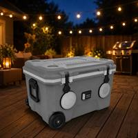 Glacière portable isotherme 68L avec haut-parleur et roues, réfrigérateur de camping isolé 72H pour pique-niques en extérieur et canettes