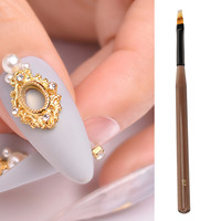Pinceau à ongles professionnel JIY OEM avec manche en acrylique marron et poils en nylon pour le dessin d'art sur ongles