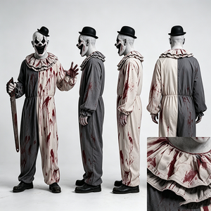 Disfraz de Payaso Terrorífico de Halloween con Manchas de Sangre de Dos Tonos para Hombre, Mono de Asesino de Terror con Máscara y Accesorio de Sierra, Traje de Cosplay para Carnaval - Product Image 6