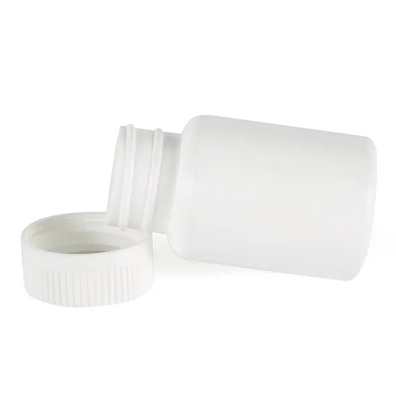 Vente en gros de petits pots de capsules PE-HD blancs, flacons d'emballage de comprimés de médicaments avec couvercles à vis, ensemble de conteneurs 75cc personnalisés