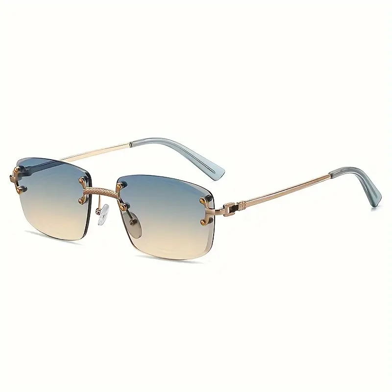 Verse Retro Randloze Rechthoek Metalen Frame Mannen Vrouwen Outdoor Feest Vakantie Reizen Rijframes Randloze Luxe Bril