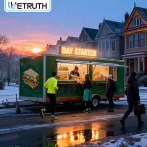 Thực phẩm xe tải Trailer trang bị đầy đủ nhà bếp di động nhà hàng cà phê kem kẹo chip nhôm sợi thủy tinh xây dựng - Product Image 1