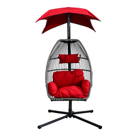 Simple extérieur jardin auvent oeuf balançoire suspendu pliant panier chaise avec support canapé pour patio chaises à bascule extérieur