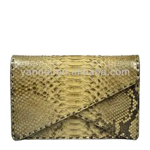 Customized leather envelope clutch bag women python bag exotic skin handbags brand name snake skin purse custom made logo