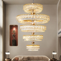 Salon Suspension Chambre Villa Or Led Moderne Grand Lustre En Cristal De Luxe Lumières