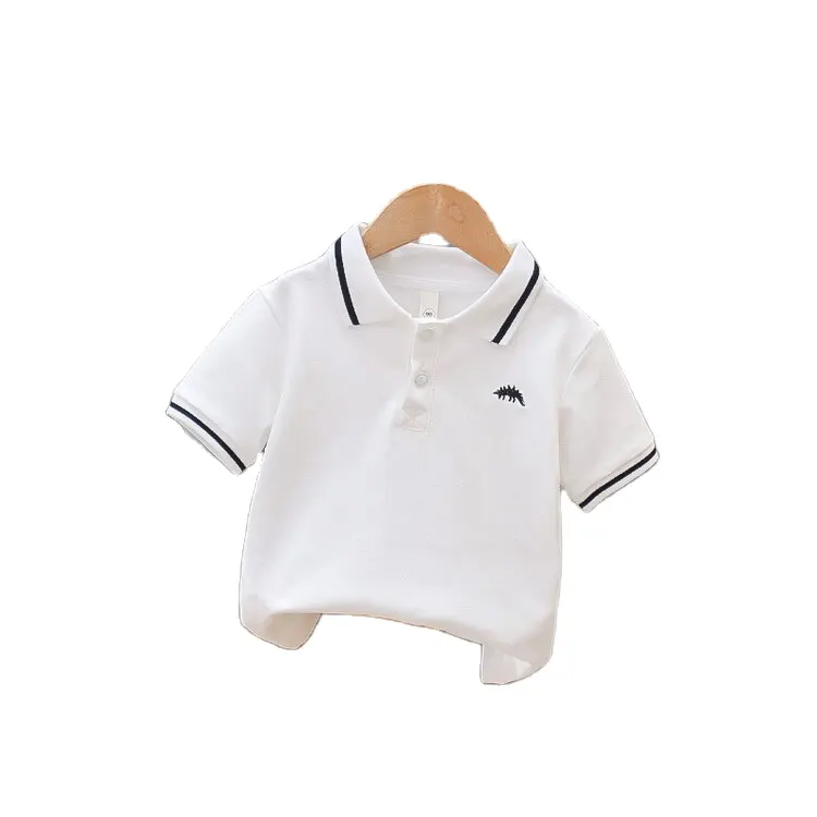 Kids Boys' Little Short Sleeve Stretch Embroidered Logo Polo Collared Shirt