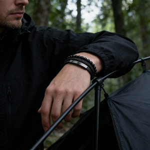 Personalized Gold Plated Simple Multi Layer Leather Woven <b>Stainless</b> <b>Steel</b> Bar Men's Bracelet - Product Image 5