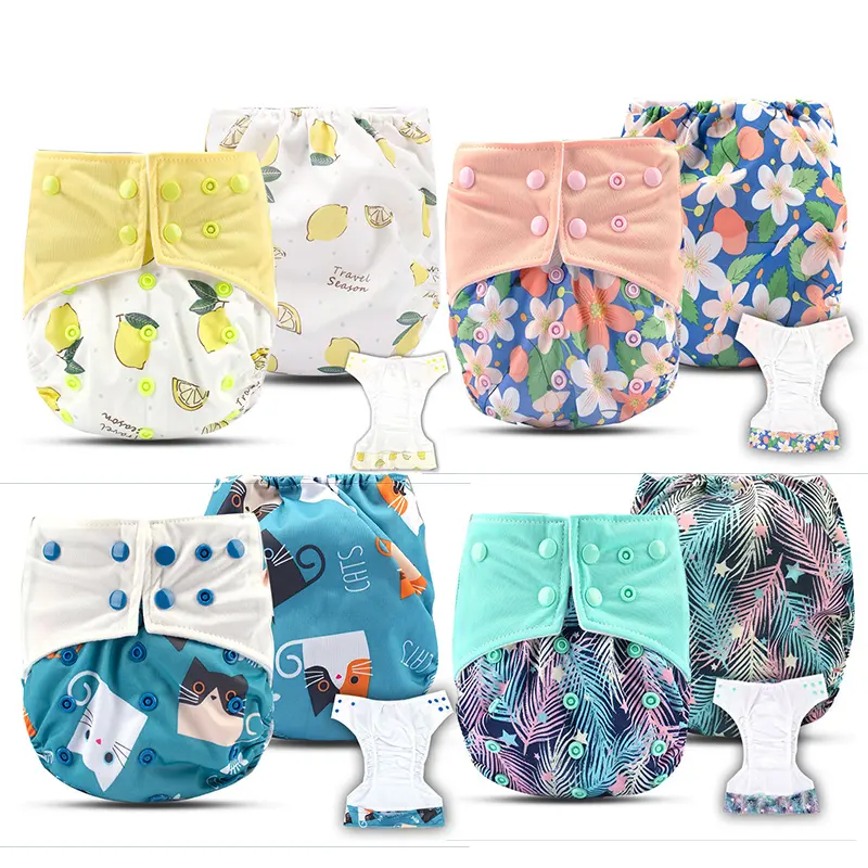 男の子と女の子のための卸売Aioコットンポケットインサート布おむつパンツ無料サンプル竹赤ちゃん再利用可能な布おむつ