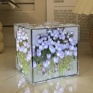 DIY Tulip <b>Night</b> <b>Light</b> Crystal LED Handmade Roses for Bedroom Girlfriends Gifts - Product Image 1