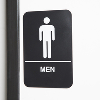 Panneau mural auto-adhésif en acrylique imprimé noir et blanc pour toilettes homme/femme