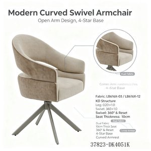 Modern Swivel Living Room <b>Chair</b> <b>Beige</b> Microfiber Foam Filled Metal Legs Contemporary Style Leisure <b>Chair</b> 37823-DK4051K - Product Image 3