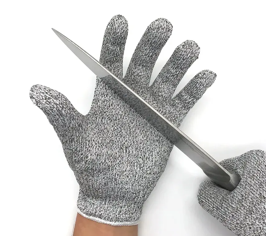 Lớp 5 HPPE chống cắt Găng tay nhà bếp làm vườn chống cắt găng tay dệt kim chống gai chống mài mòn kính xây dựng cắt găng tay