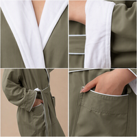 Peignoir de luxe avec poches en polyester tricoté double face confortable pour tous les jours et les vacances, toutes saisons