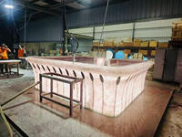 Plan de travail en marbre rose translucide pour îlot de cuisine, lavabo de salle de bain en marbre rose cristallin populaire, rétroéclairé