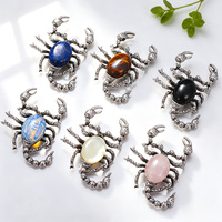 Pendentif Scorpion en Pierre Naturelle, Broche Scorpion en Alliage avec Cabochon en Pierre de Guérison pour Cadeau Bijou