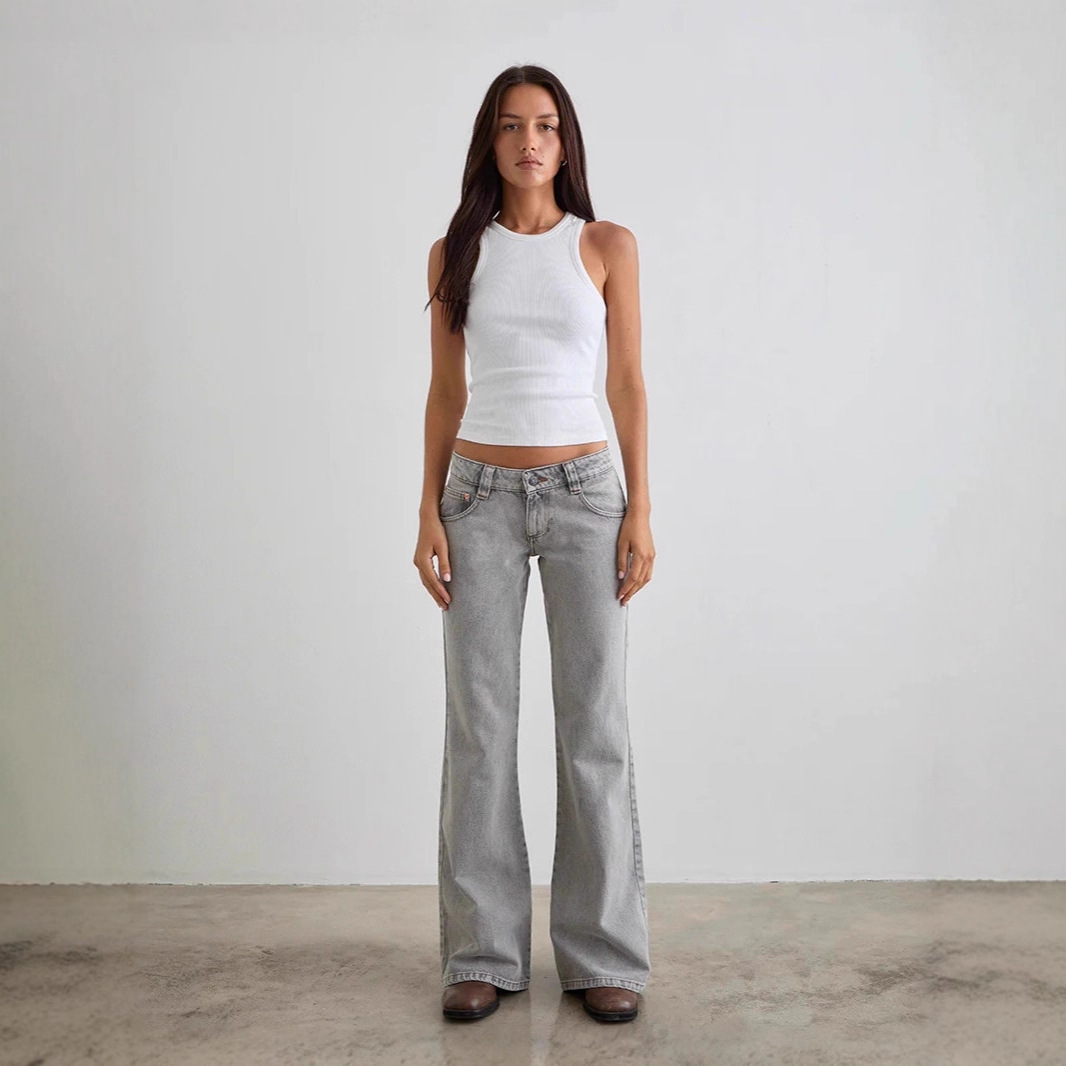 Spring New Women's Jeans Solid Color Straight Leg Pants Denim Pants Women's Jeans