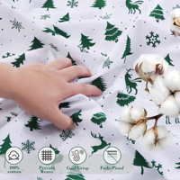 Ensemble de draps en coton ajustés 4 pièces |   Motif floral/végétal jetable au design simple |   Décoration de vacances pour hôtel et usage domestique
