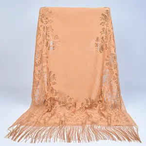 Ladies/Women's Lightweight Solid Color Fringe Lace Tassels Long Shawl Scarf For Spring Summer Fall