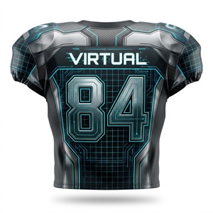 Maillot de football américain personnalisé avec impression numérique, unisexe, motif flamme, col en V rembourré, numéro d'équipe, tissu en maille 100% polyester - Product Image 6