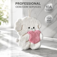 Creative Cute White Puppy Hanging Hand Towels Super Absorbent Soft Microfiber Thickened Kitchen Bathroom Wiping Cloth