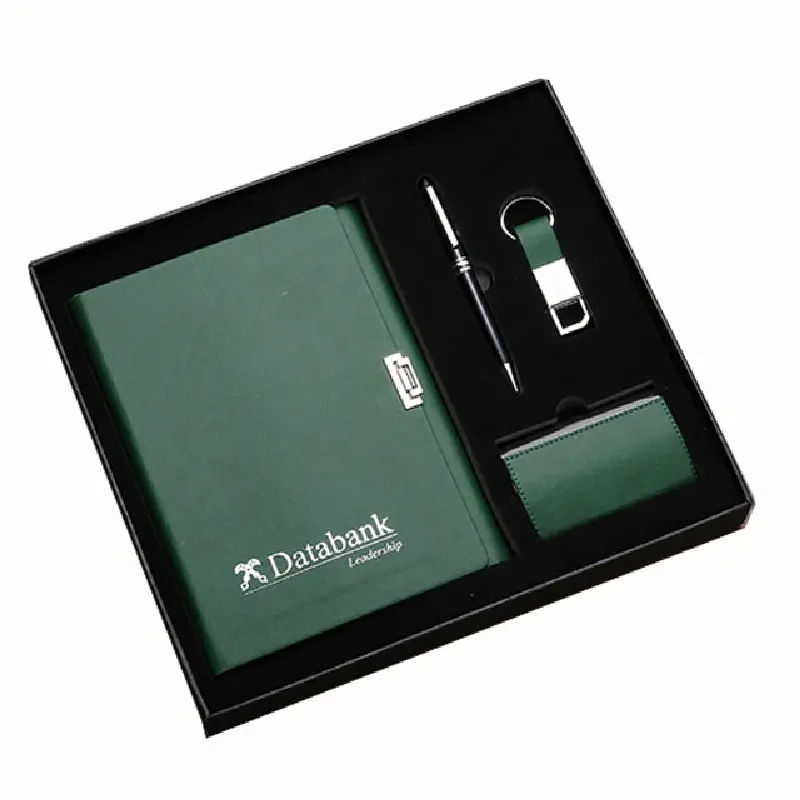 Sıcak satış lüks özel deri not defteri anahtarlık iş kart tutucu hediye seti ofis iş için