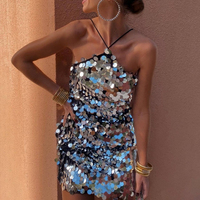 Nouvelle Robe de Soirée Évasée à Paillettes Scintillantes et Col Halter en V Dos Nu pour Femme, Modèle 2026 – Idéale pour l'Été, la Plage et les Fêtes