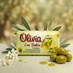 Olive Oil Moisturizing Bar <b>Soap</b> with Natural Oils for Daily Hand and Body Cleansing 140 g Olivia Love Nature - Product Image 1