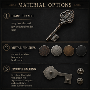 Pin de <span class=keywords><strong>esmalte</strong></span> duro personalizado directo de fábrica, broche de llave de lujo en bronce antiguo y plata, insignia gótica, artículo de regalo de recuerdo, venta al por mayor, MOQ - Product Image 6