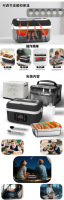 Boîte à lunch électrique isotherme en acier inoxydable à double compartiment pour camping en extérieur, rechargeable, avec minuteur, grande capacité, pour le bureau