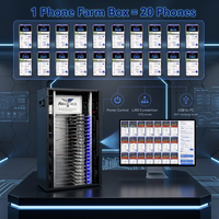 Boîtier de ferme de téléphonie mobile Android avec 20 cartes mères, 64 Go de RAM, 4/6 Go de ROM, Hub USB OTG pour la ferme de robots de médias sociaux