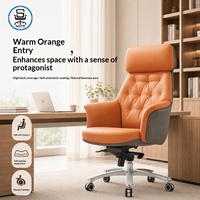 Chaise de bureau haut de gamme en PVC avec cadre en alliage d'aluminium, mécanisme de levage à gaz à quatre niveaux, base cinq étoiles sans roulettes, dossier haut ergonomique