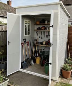 Abri <span class=keywords><strong>de</strong></span> <span class=keywords><strong>jardin</strong></span> extérieur pour outils en PP, facile à installer, résistant à la corrosion et isolé - Product Image 2