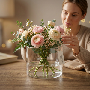 Vase cylindrique en verre transparent, centre de table minimaliste, peut contenir de l'eau - Product Image 1