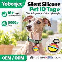 Vente en gros de médailles d'identification vierges en silicone pour chiens, silencieuses et gravables, pour colliers de chiens et chats