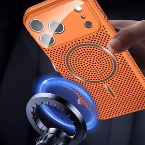 iPhone 17 Pro Max Magnetic <b>Phone</b> Case Orange Breathable Heat Dissipating Protective Cover with Magnetic <b>Ring</b> <b>Holder</b> - Product Image 4