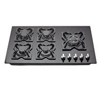 Table de cuisson à gaz encastrable 5 brûleurs avec surface en verre trempé, dispositif de sécurité anti-extinction de flamme et allumage automatique pour usage domestique en cuisine