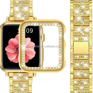 49Mm Bán Buôn Đồ Trang Sức Rhinestone Kim Cương Kim Loại Vòng Đeo Tay + Trường Hợp Kẽm Hợp Kim Thép Không Gỉ Ban Nhạc Đồng Hồ Cho Iwatch 8