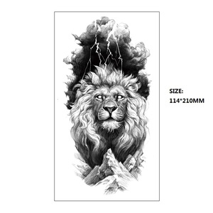 Tatouages temporaires noirs pour le haut du <span class=keywords><strong>bras</strong></span>, <span class=keywords><strong>Lion</strong></span>, Tigre, Serpent, Hibou, autocollants de <span class=keywords><strong>tatouage</strong></span> factices imperméables, autocollants d'art corporel longue durée pour hommes - Product Image 3