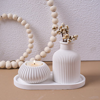 Moule en Silicone Bricolage pour Pot de Cire Rayé Vase Plateau Style Européen Simple Ornement en Plâtre Fabrication Dropshipping Transfrontalier Jetable