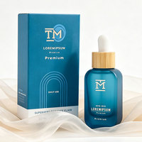 Flacon en verre dépoli pour sérum 30 ml avec bouchon en bambou, huile scintillante pour le corps, bronzant, formule nourrissante pour les cheveux, emballage avec boîte
