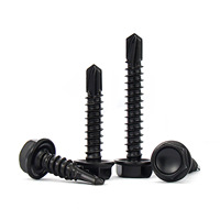 Vis autoperceuses à tête hexagonale SS410 en acier inoxydable, finition oxyde noir, M4.2 M4.8 M5.5 M6.3, vis Tek pour tôles de toiture métalliques