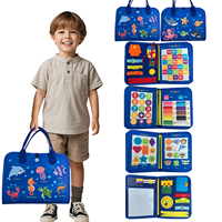 Tableau d'activités 8-en-1 pour tout-petits, jouet Montessori portable, animaux marins en feutre, pour l'éveil éducatif des enfants