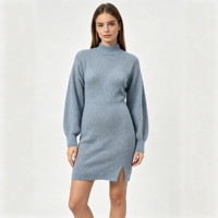 Robe longue en tricot côtelé rose pour femme, personnalisable OEM & ODM, haute qualité, vente en gros, modèle Harlow Midi