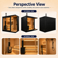 Sauna Tradicional Kaitong de Madera para 1, 2, 4 o 6 Personas, de Exterior, con Calefacción a Leña y Eléctrica, Comercial, con Ducha