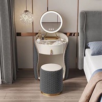 Table de toilette ronde miniature de luxe, petite maison moderne, chambre de princesse, célébrité d'Internet, style nordique en bois