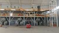 Ligne de production de mortier sec automatique de type tour, compacte, avec unité de mélange à double arbre pour colle à carrelage verticale